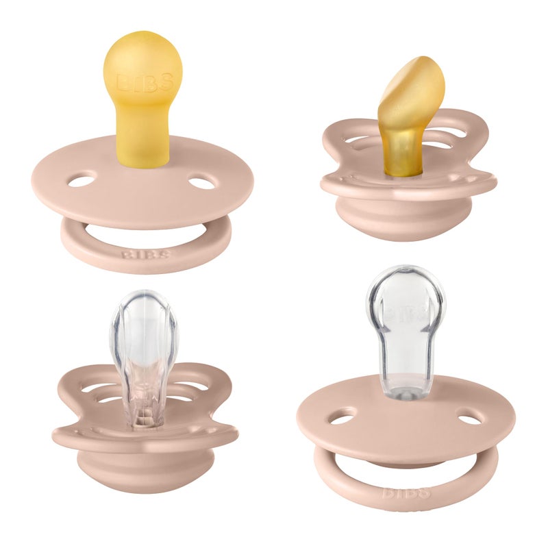 Tinc BIBS Try-it Soother 4-Pack. BPA Free, Round, Symmetrical and Anatomical Nipple. Natural Rubber/Silicone, Size 1 (0-6 Months), Blush - Image 2