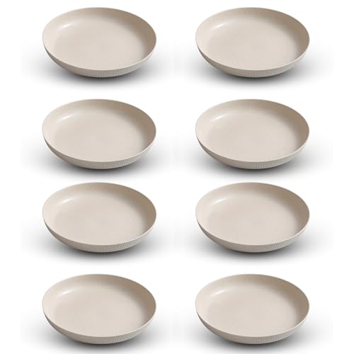 aDai Degradable Lightweight Wheat Straw Plates - 8.7" Unbreakable Dinnerware, Dishwasher & Microwave Safe for Kids, Toddlers, Adults, Ideal for Salads, Pasta, Snacks & More - (Beige, 8Pcs) - Image 1