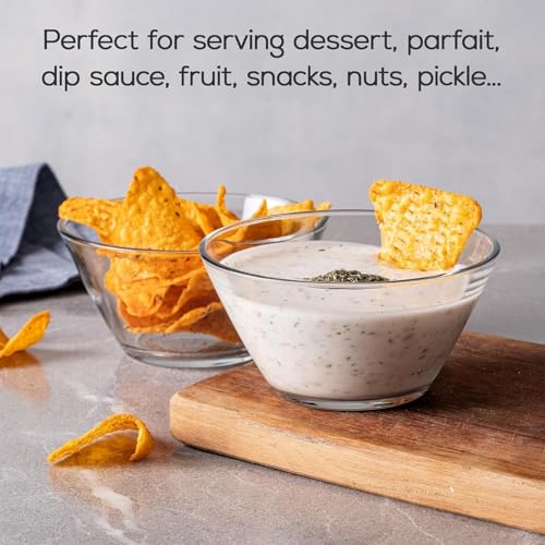 bellemax Glass Serving Deep Bowls 4 Inch Set of 6 for Kitchen,Salads Bowls, Dipping Bowls, Serving Bowl for Snack, Spices, Dipping, Creams, Salads, Dessert, Rice, Microwave Safe (BX-08) - Image 2