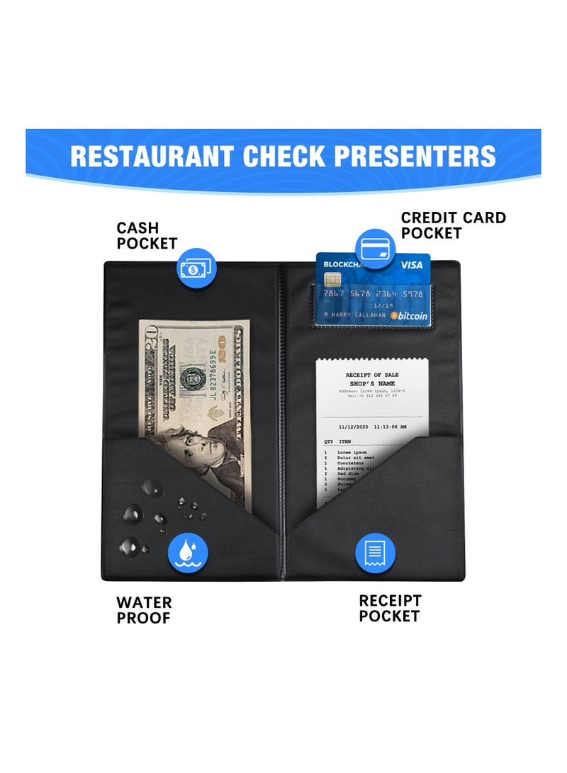 NIBEMINENT 5PCS Restaurant Check Presenters, (10" x 5.5" ) Waitress Server Books Gold Imprinted Presenters with Thank You Imprint Eatery Guest Card Holders for Restaurants Bar and Cafe - Image 2