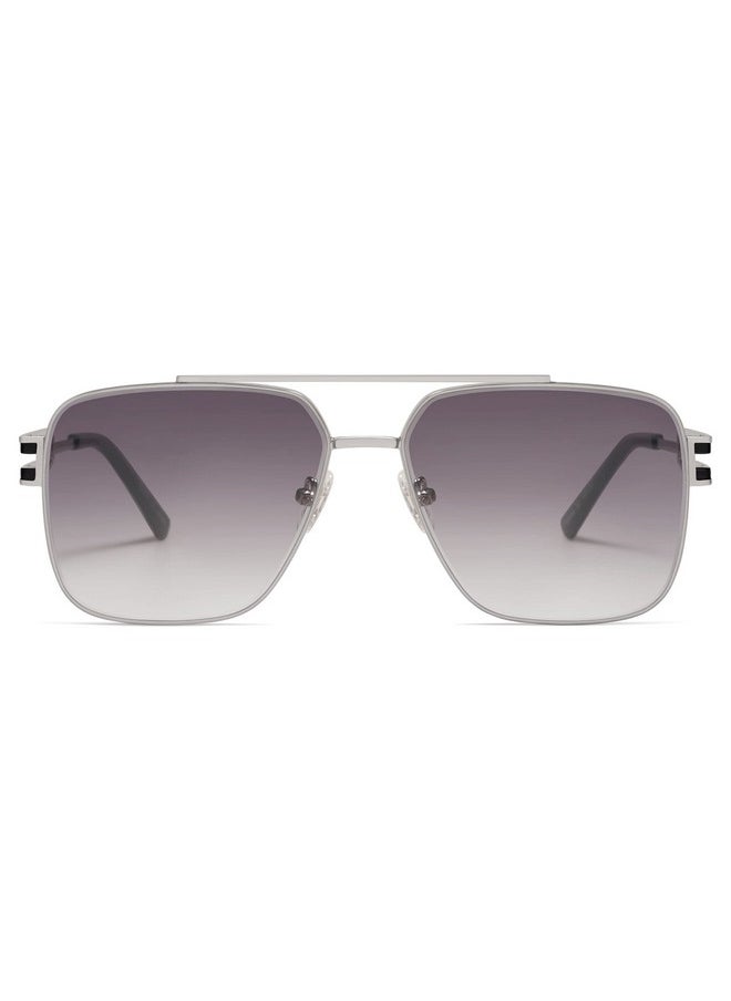 Sojos Oversized Retro Square Metal Frame Sunglasses, Large Vintage Double Bridge Flat Lens Unisex Sunglasses Sj1180, Silver Frame/Grey Grading Lens  - Image 1