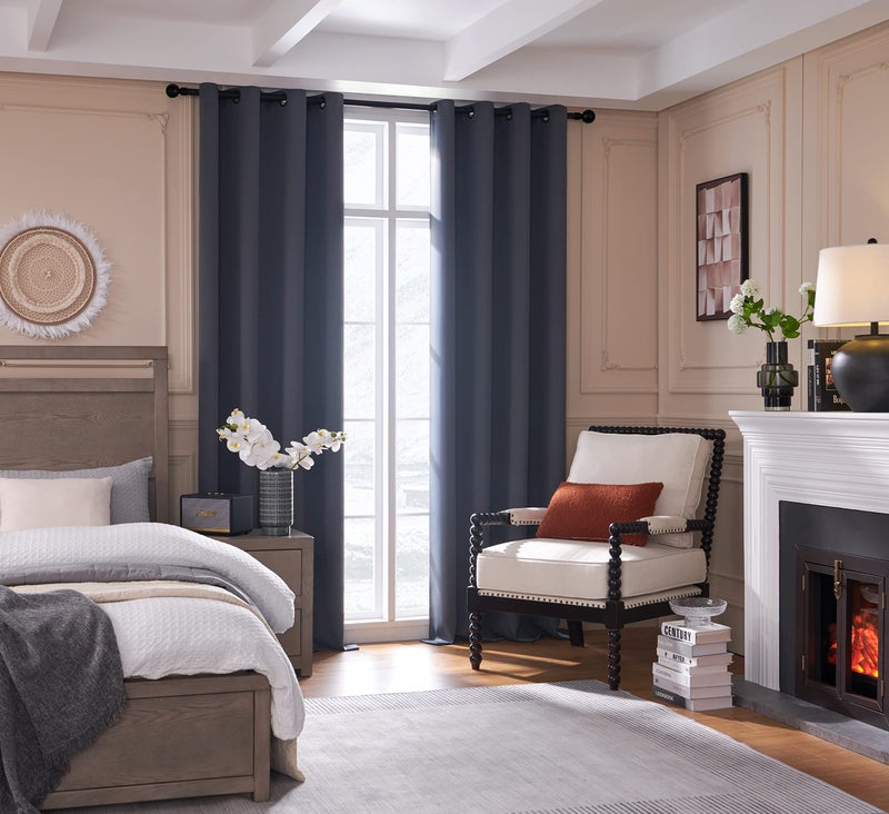 Rutterllow 100% Blackout Curtains   96 inches 2 Panel Sets  Heat and Full Light Blocking Drapes with Grommets for Bedroom  Thermal Insulated Window Treatment Drapes for Living Room (Dark Grey  52Wx96L) - Image 4