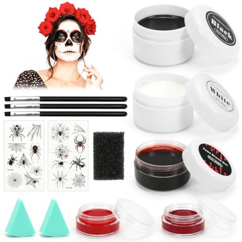 Halloween Make-Up Set, Face Paint, Fake Blood Halloween, Fake Blood for Wounds Zombies, Vampires, Monsters, Cosplay, Theatre Make-Up and Fancy Dress Makeup for Scary Halloween Make Up - Image 1