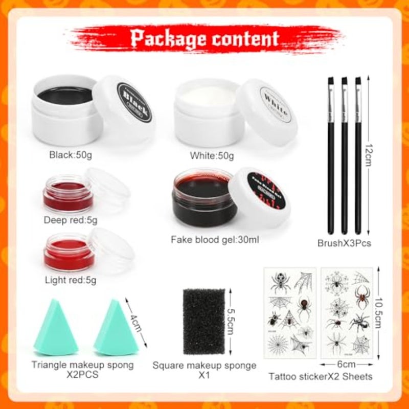 Halloween Make-Up Set, Face Paint, Fake Blood Halloween, Fake Blood for Wounds Zombies, Vampires, Monsters, Cosplay, Theatre Make-Up and Fancy Dress Makeup for Scary Halloween Make Up - Image 2