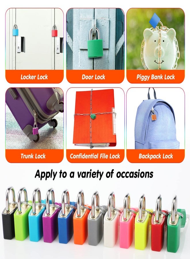 Photect Suitcase Locks with Keys Metal Padlocks Multicolor Small Luggage Keyed Padlock for School Gym Classroom Home Schoolbag Backpack Matching Game Trave(Vivid Colors,12 Pcs) - Image 4