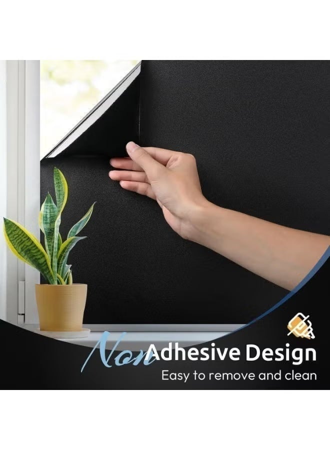 Blackout Window Film, 100% Light Blocking, Total Privacy, Thermal Insulation Heat Control, Removable Privacy Film, Reusable，Anti UV Dark Window, No Glue, Self Static Cling for Bathroom, Living, Bedroom, Kitchen, Home, 45x200cm - Image 5