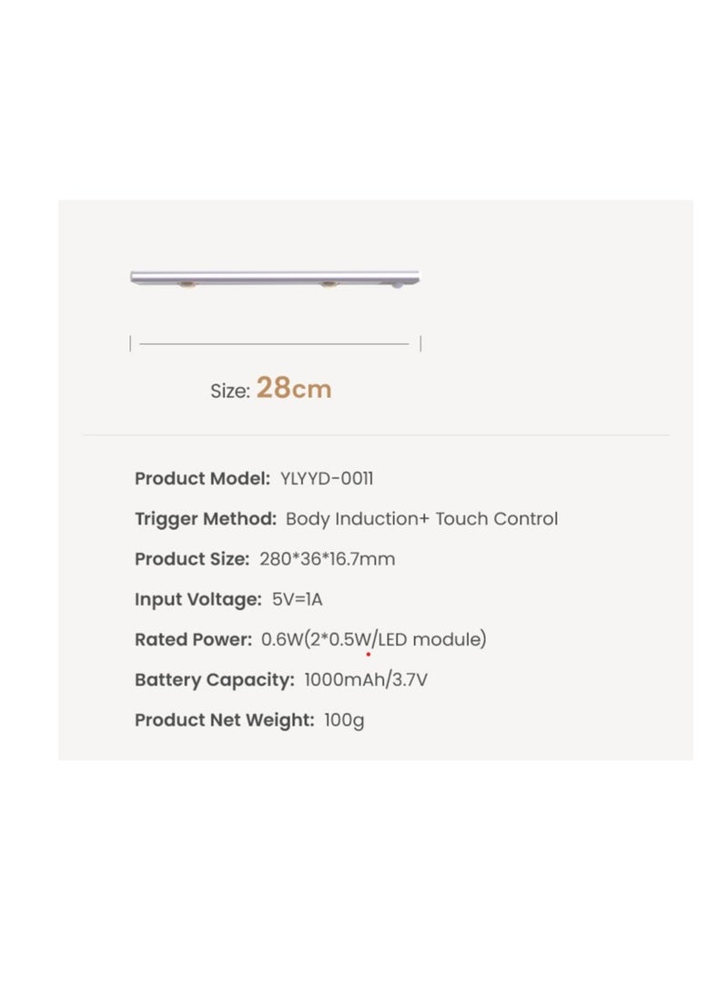 Yeelight - YL-Mate-Cat-eye Closet Light-28cm-Non Smart-Silver | Human + Light sensing | Type C Charging | - Image 1