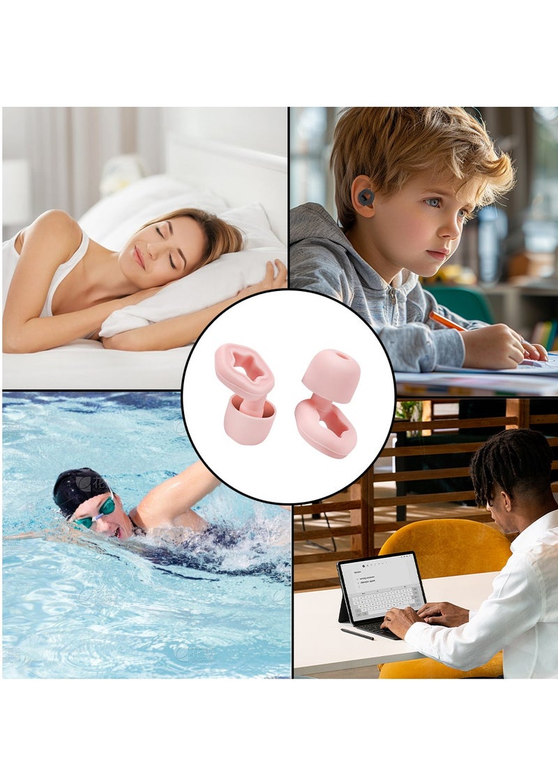 Generic - 3 Pairs In-Ear Pink Silicone Noise-Canceling Earplugs in Different Sizes For Swimming, Sleeping, Studying, and Traveling For Men, Women, Students, and Children - Image 1