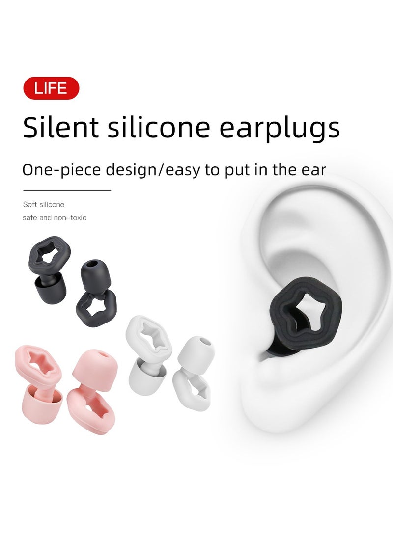 Generic - 3 Pairs In-Ear Pink Silicone Noise-Canceling Earplugs in Different Sizes For Swimming, Sleeping, Studying, and Traveling For Men, Women, Students, and Children - Image 1
