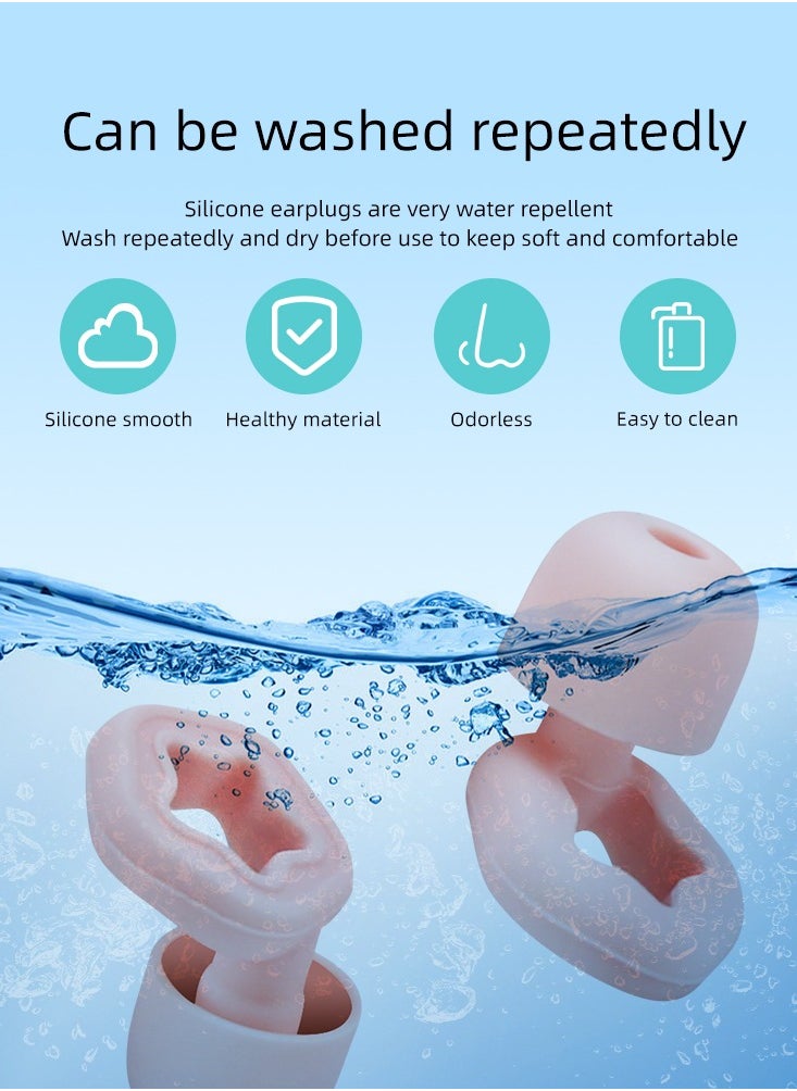 Generic - 3 Pairs In-Ear Pink Silicone Noise-Canceling Earplugs in Different Sizes For Swimming, Sleeping, Studying, and Traveling For Men, Women, Students, and Children - Image 1