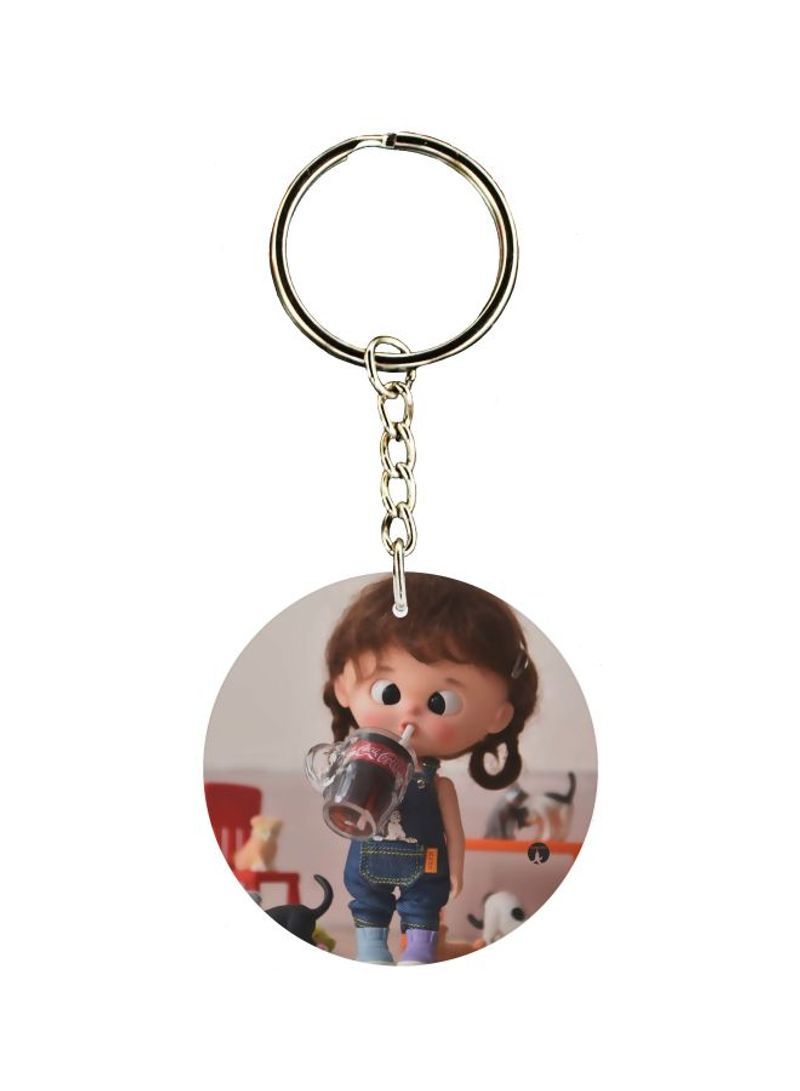 Doll Printed Double Sided Keychain