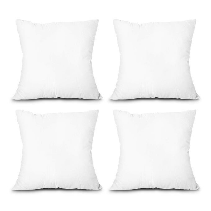 THROW PILLOW INSERTS SET OF 4 LIGHTWEIGHT DOWN ALTERNATIVE POLYESTER PILLOW COUCH CUSHION SHAM STUFFER MACHINE WASHABLE WHITE 20X20