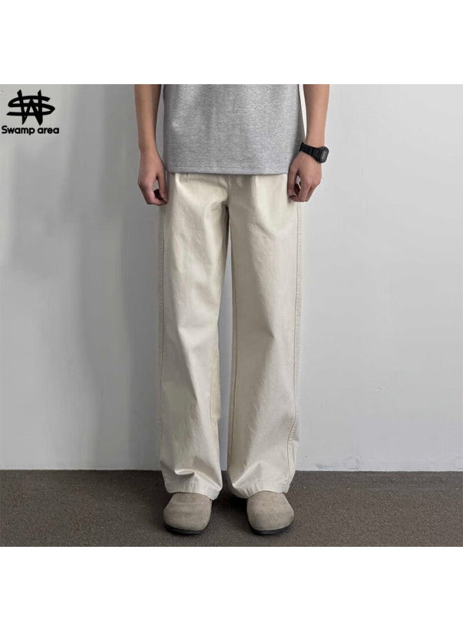 Swamp Area American Retro Pure Cotton Washed Cargo Pants, Loose Straight-leg Casual Trousers For Men, Autumn And Winter K8312, Apricot Color, 2XL - Image 1