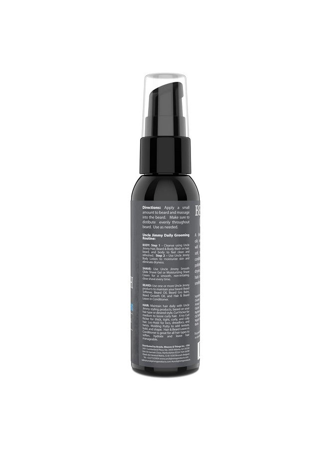 uncle jimmy - Beard Growth Oil With Biotin Natural Beard Care For Thicker Fuller Healthier Beard Men'S Facial Hair Treatment For Grooming Increases Thickness And Volume 2 Fl Oz - Image 1