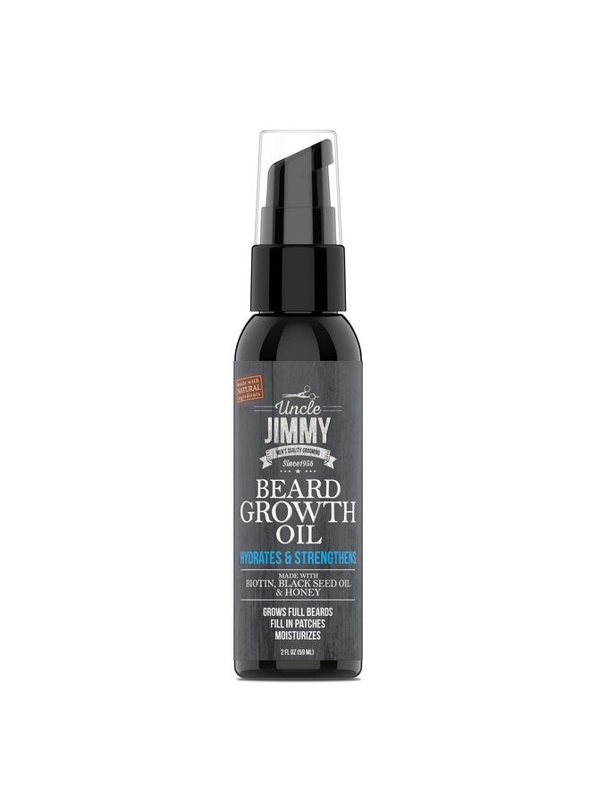 uncle jimmy - Beard Growth Oil With Biotin Natural Beard Care For Thicker Fuller Healthier Beard Men'S Facial Hair Treatment For Grooming Increases Thickness And Volume 2 Fl Oz - Image 1