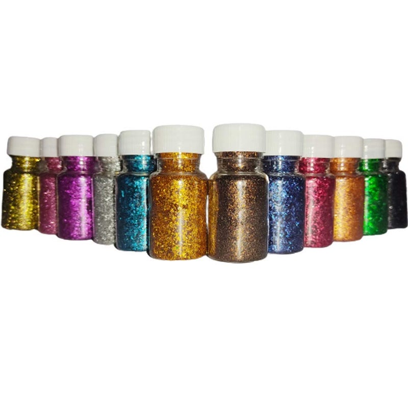 Mahadev Ji Glitter MultiColored Sparkle Glitter Powder Glitter Dust for Art CraftSchool and DIY Projects Pack of 12 15 g Each 180 2 - Image 1
