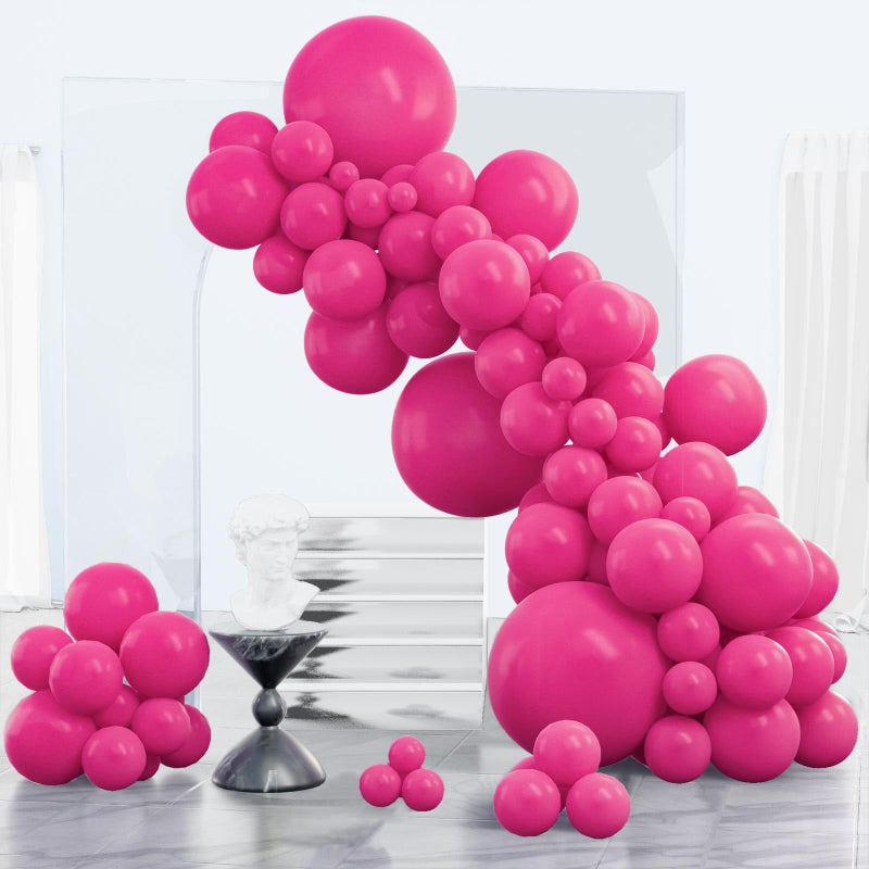 PartyWoo Hot Pink Balloons 123 pcs Different Sizes of 18 12 10 5 Inch Magenta Fuchsia Balloon Arch Kit Garland for Baby Shower Wedding Bridal Shower Anniversary Birthday Party Decorations PinkY12 - Image 3