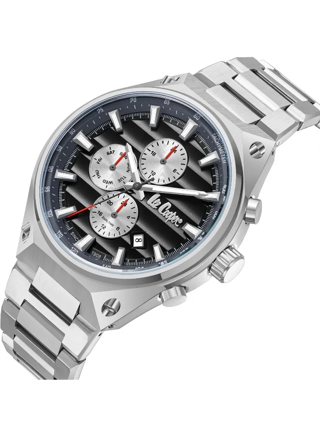 لي كوبر Lee Cooper Men's Watch, Multi Function Display and Metal Strap - LC08026.360, Silver