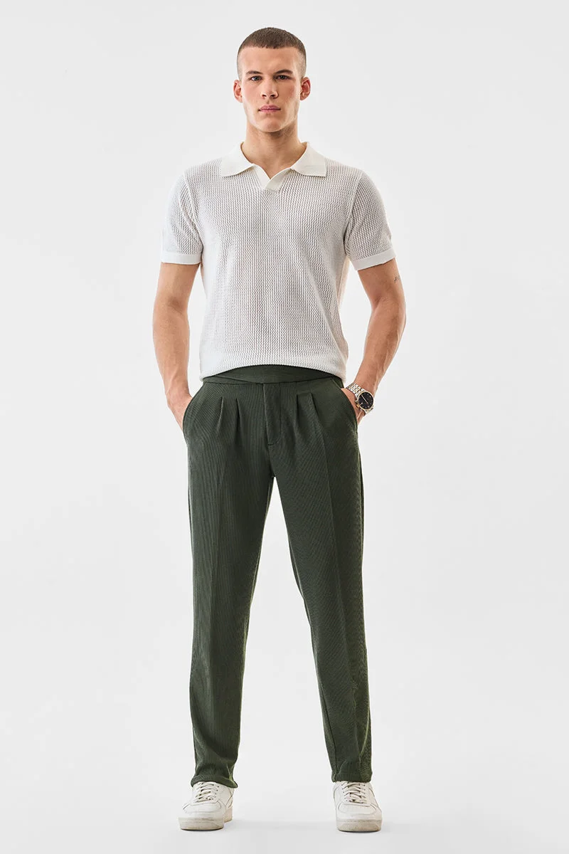 SNITCH Textured Slim Fit Stretch Trousers