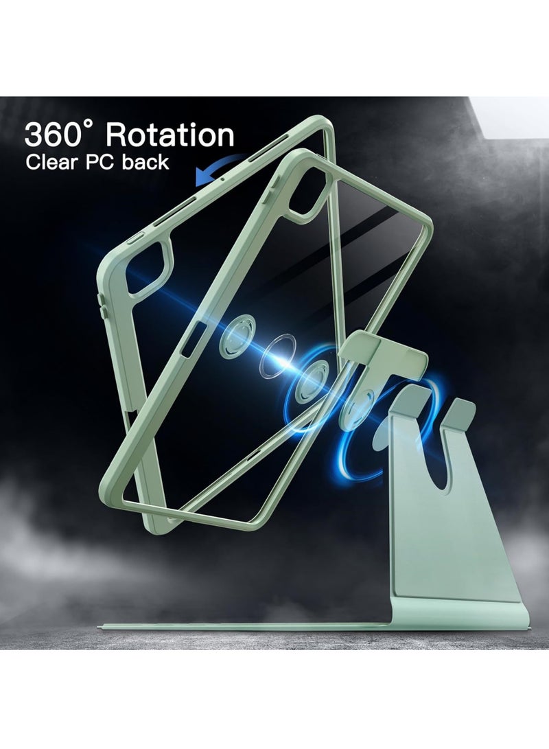 Rock Pow Rotating Cover Case for iPad Pro 11 inch M4 (2024) A2836,A2837,A3006 with Pencil Holder, 360 Degree Rotation Protective Stand Cover Clear Back, Auto Wake/Sleep For 2024 Pro 11 inch M4 Case - Image 3