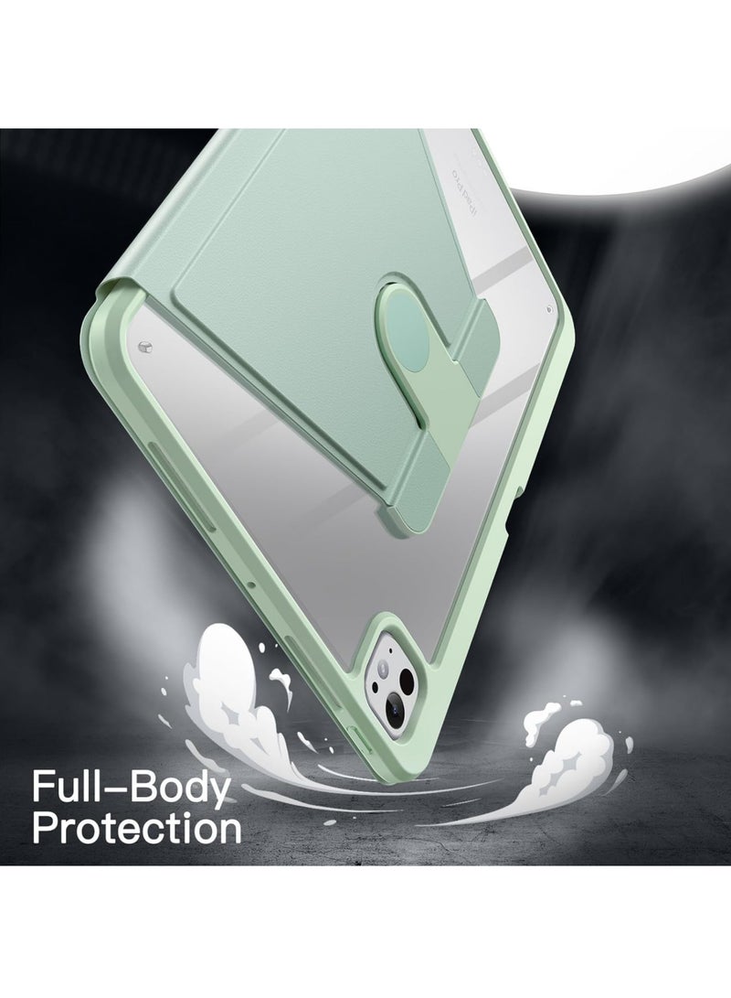 Rock Pow Rotating Cover Case for iPad Pro 11 inch M4 (2024) A2836,A2837,A3006 with Pencil Holder, 360 Degree Rotation Protective Stand Cover Clear Back, Auto Wake/Sleep For 2024 Pro 11 inch M4 Case - Image 4