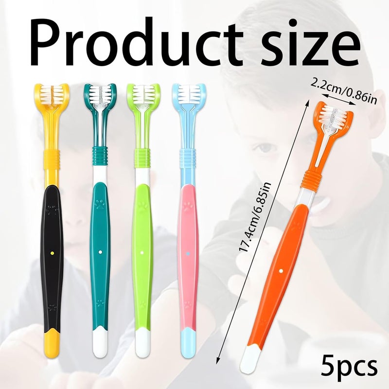 Vierone 5Pcs Autism Toothbrush 3 Sided Toothbrush Kids Adult Colorful Oral Cleaning Soft Bristle Toothbrushes Teeth Wrap Around Travel Toothbrushes - Image 2