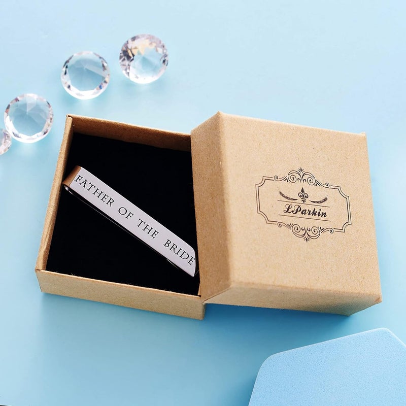 LParkin Father of the Bride and Groom Gifts - Wedding Tie Clips for Groomsmen From the Bride - Stainless Steel Tie Bars - Image 5