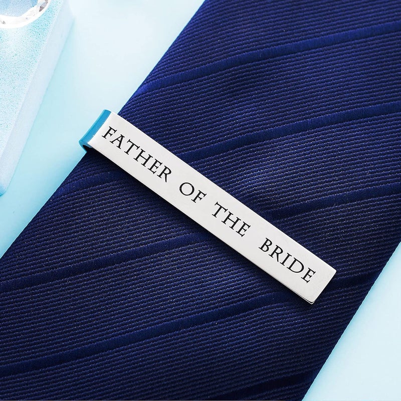 LParkin Father of the Bride and Groom Gifts - Wedding Tie Clips for Groomsmen From the Bride - Stainless Steel Tie Bars - Image 3