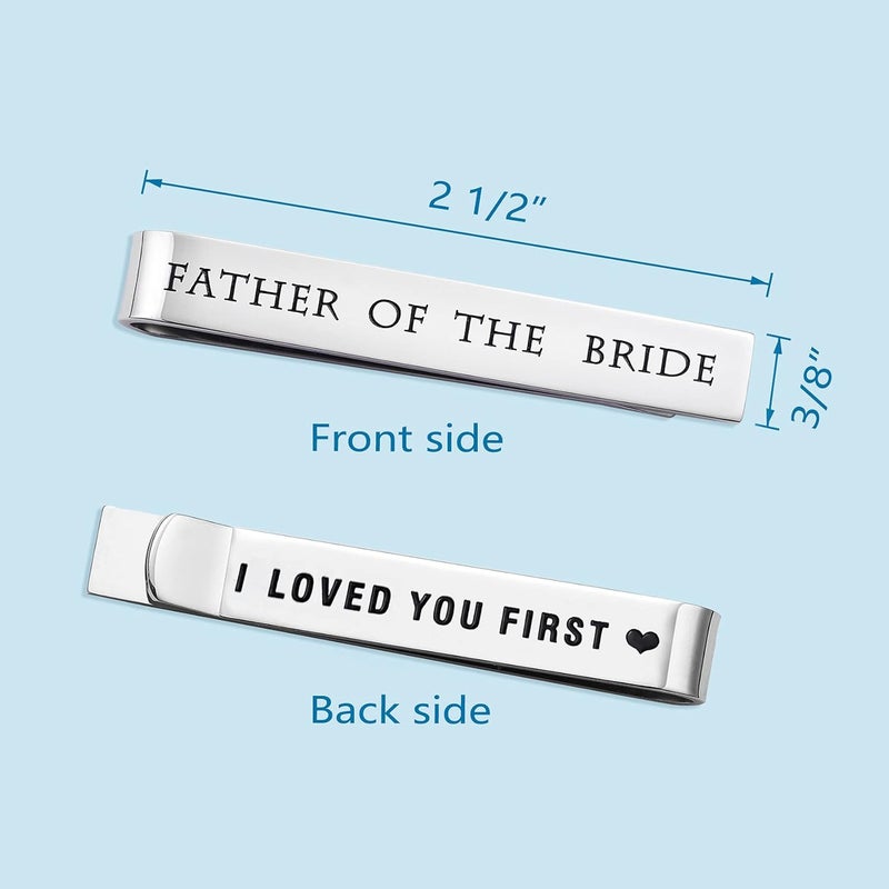 LParkin Father of the Bride and Groom Gifts - Wedding Tie Clips for Groomsmen From the Bride - Stainless Steel Tie Bars - Image 2
