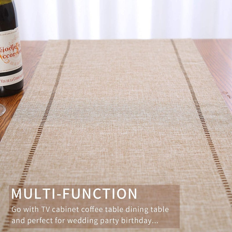 Tosewever Decorative Linen Table Runner Farmhouse Style Tabletop Collection 14 x 72 Inches Table Runners for Everyday Dining Wedding Party Holiday Home Decor (14" x 72", Light Coffee/Straight) - Image 5