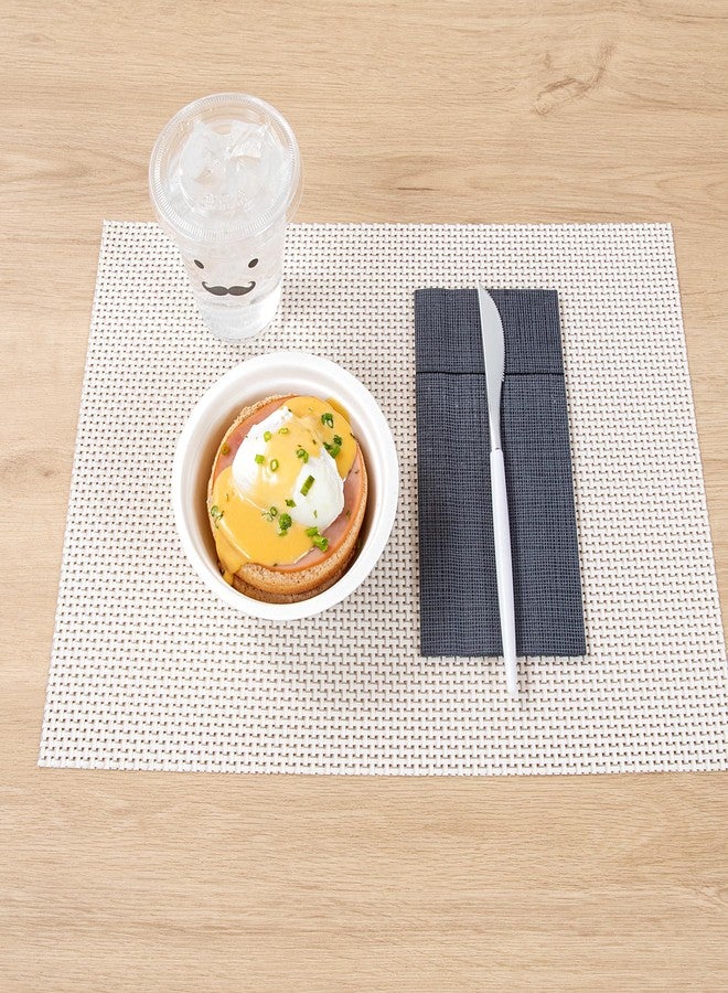 Restaurantware-Moderna 7.75 Inch Fancy Flatware, 50 Durable Plastic Flatware - With White Handle For Grip, Heavy-duty, Silver Plastic Knives, Serrated Edges Or Restaurants - Image 3