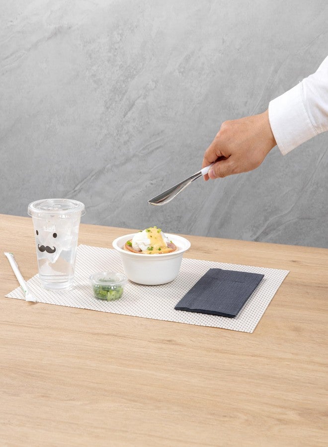 Restaurantware-Moderna 7.75 Inch Fancy Flatware, 50 Durable Plastic Flatware - With White Handle For Grip, Heavy-duty, Silver Plastic Knives, Serrated Edges Or Restaurants - Image 4