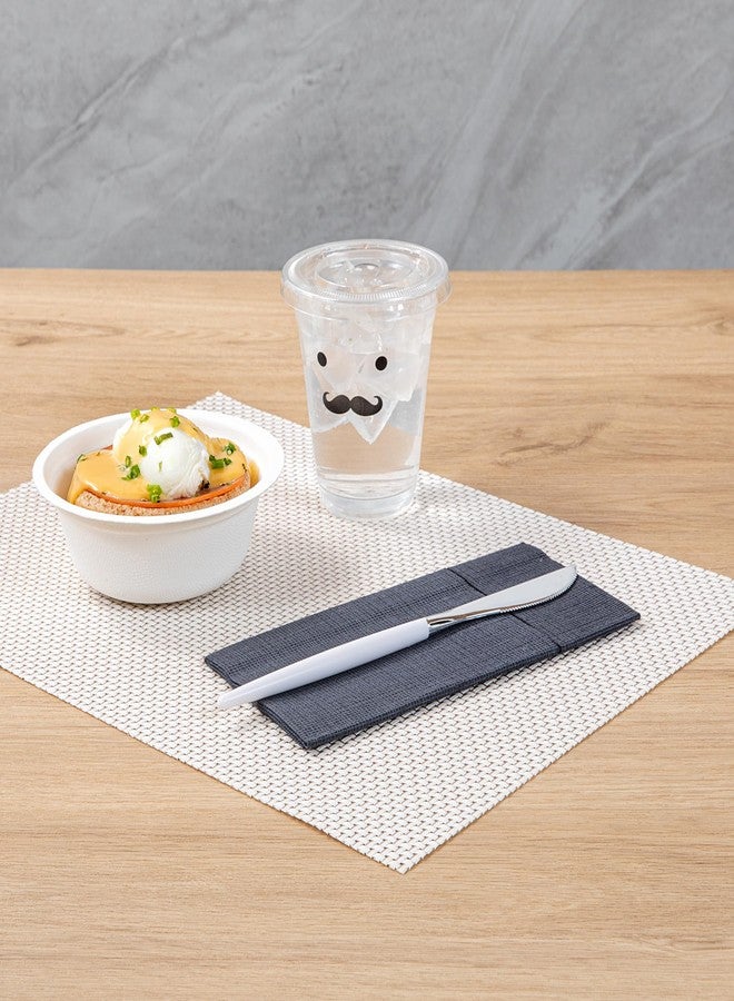 Restaurantware-Moderna 7.75 Inch Fancy Flatware, 50 Durable Plastic Flatware - With White Handle For Grip, Heavy-duty, Silver Plastic Knives, Serrated Edges Or Restaurants - Image 5