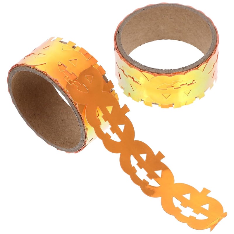 WOONEKY Halloween Adhesive Tape 2 Rolls Pumpkin Orange Gradient Pet Decorative Crafting Tape for Wrapping and Scrapbooking Seasonal Halloween Decor - Image 1