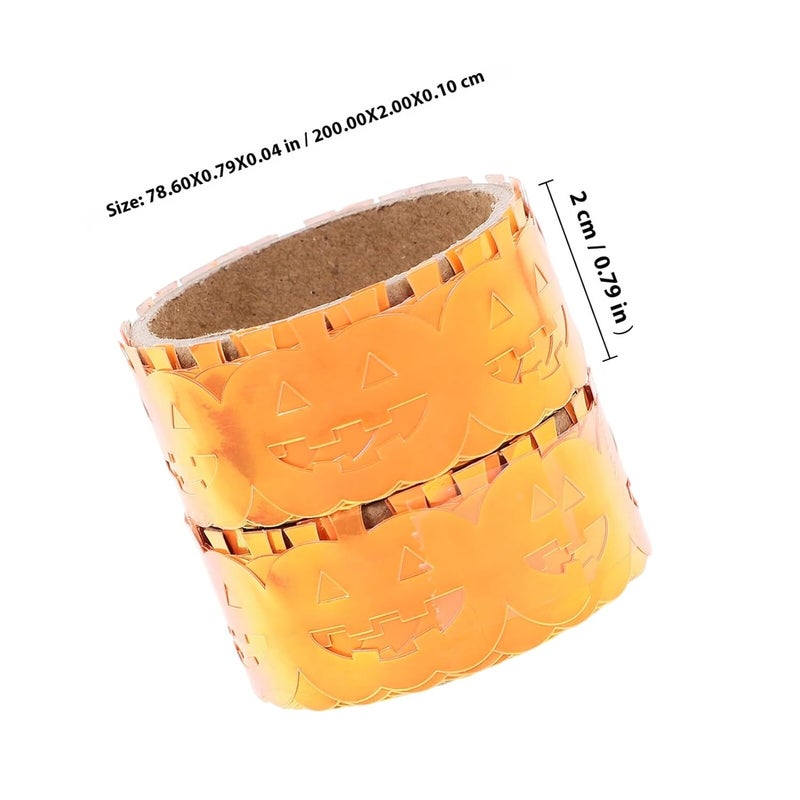 WOONEKY Halloween Adhesive Tape 2 Rolls Pumpkin Orange Gradient Pet Decorative Crafting Tape for Wrapping and Scrapbooking Seasonal Halloween Decor - Image 2