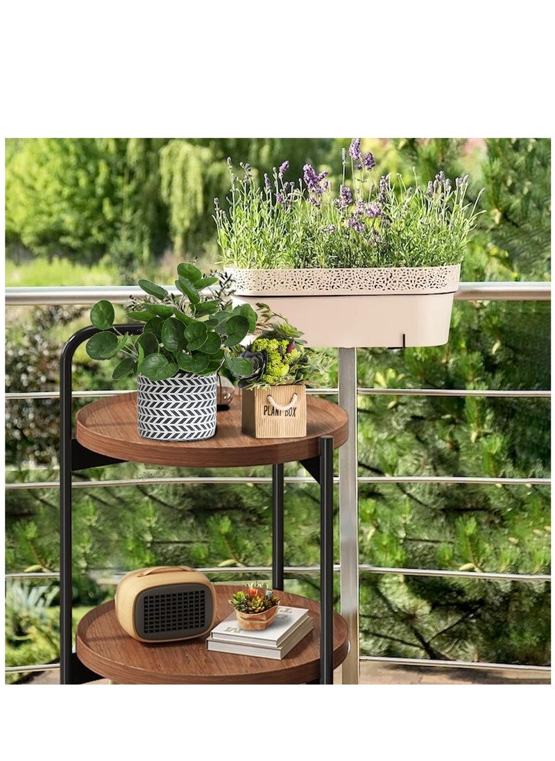 Arabest - 2-Tier Small Round Side Table, Mid Century Modern Walnut Finish Movable Round Coffee Table with MDF Top - Small Rolling Cart for Living Room, Bedside or Sofa Side Table - Image 1