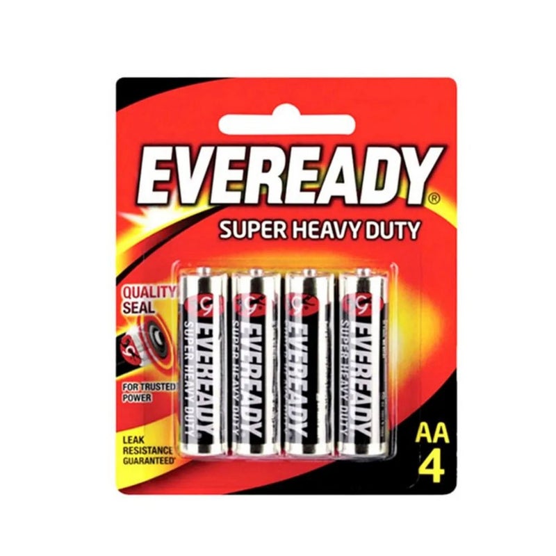 Eveready Super Heavy Duty AA Carbon Zinc Batteries With Leak Resistance Guaranteed- 4pcs