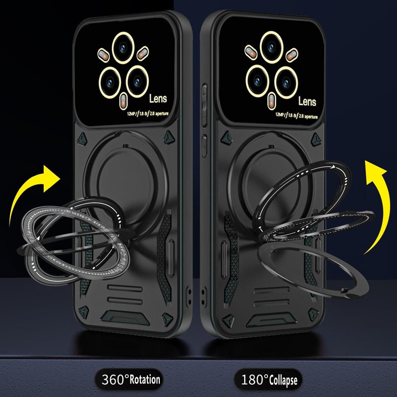 erorex For Realme 14 Pro+ 5G Large Window MagSafe Holder Phone Case(Black) - Image 3