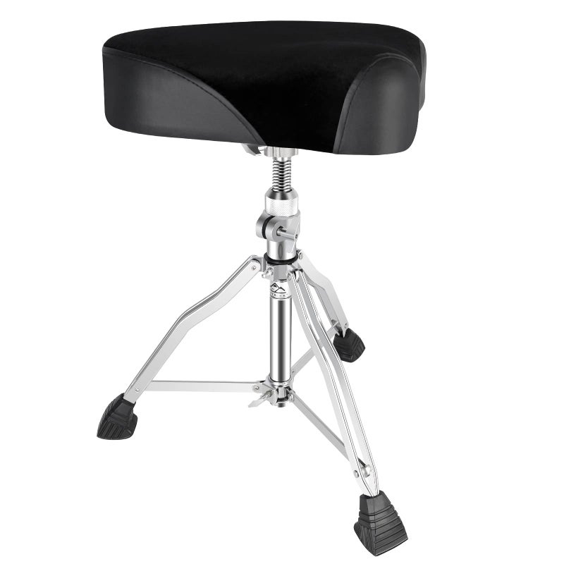 EASTROCK Drum Throne Drum Seat Height AdjustableRotatable Padded Drum Stools Motorcycle Style Drum Chair with AntiSlip Feet for DrummersAdult