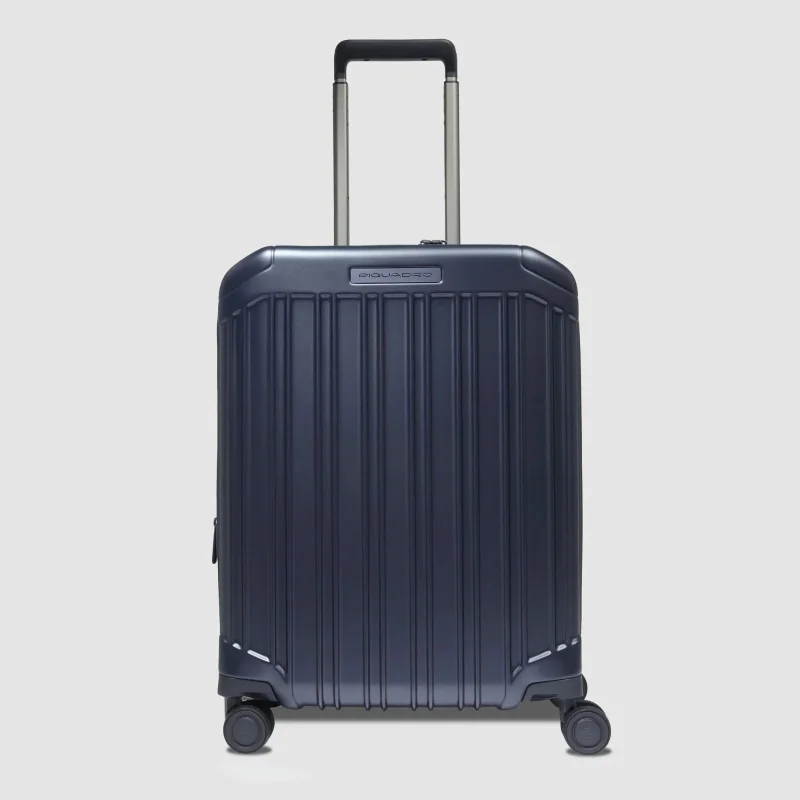 بيكوادرو حقيبة سفر Piquadro BV5398PQL للمقصورة | حقيبة كابينة بهيكل صلب من البولي كربونيت (PC) قابلة للتوسعة مع قفل TSA، منفذ USB، و4 عجلات مزدوجة دوارة