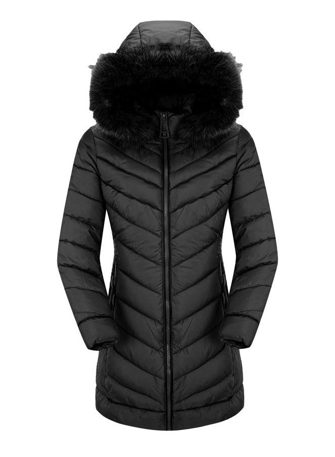 Bellivera Puffer Jacket Women,Lightweight Padding Bubble Hooded Coat with Fur Collar Warmth Outerwear 23707 Black M - Image 1
