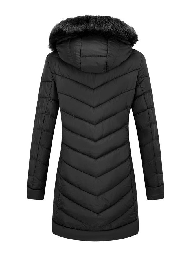 Bellivera Puffer Jacket Women,Lightweight Padding Bubble Hooded Coat with Fur Collar Warmth Outerwear 23707 Black M - Image 3