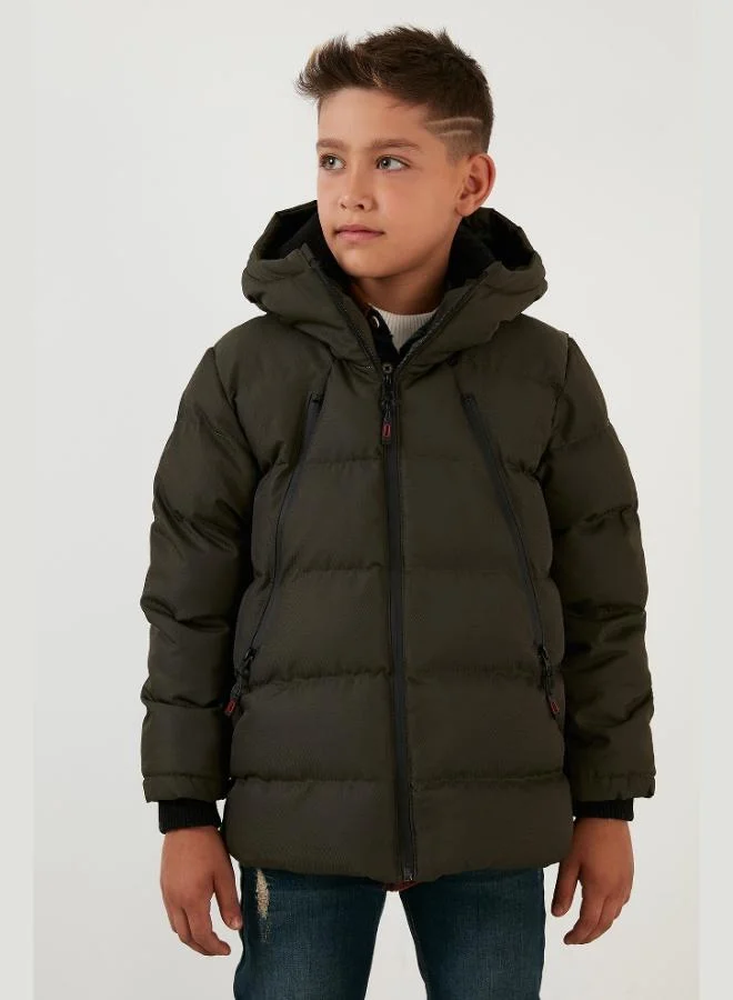 Lela Lela Plush Lined Zippered Pocket Hooded Puffer Coat Boy's COAT 5760040