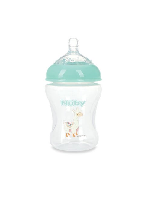 Nuby 3-Pack Infant Feeding Bottles with Slow Flow Breast Size Silicone Nipple: 0+ Months, 8oz, 3 Pack Set: Delicate Llama, Snail, Unicorn Prints