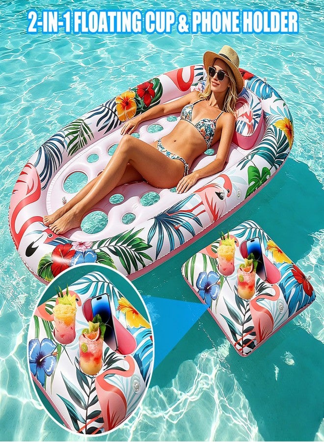 Oiuros Pool Floats Adult with Canopy and Cup Holder - Inflatable Lounge Chair with UPF 50+ Sunshade, Heavy Duty Floating Water Hammock for Pool、Beach & Lake - Image 4