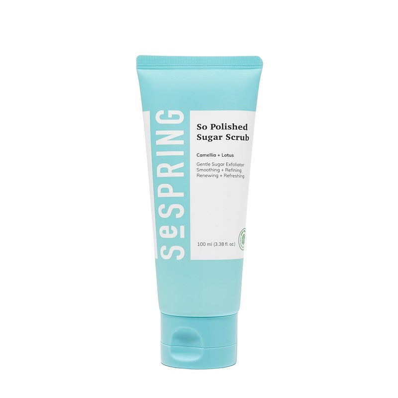 SeSpring So Polished Sugar Scrub Formulated with Camellia and Lotus Gentle Exfoliation Korean Skincare Clean Beauty Vegan Cruelty Free and Paraben Free 