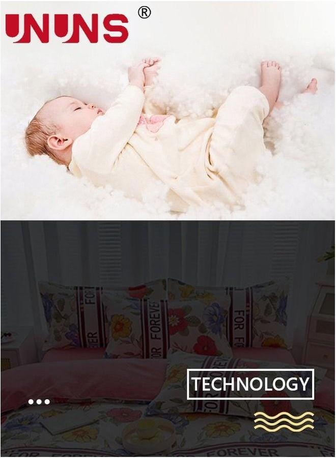 UNUNS 4-Piece Floral Design Bedding Set,Washable Printed Duvet Set Includes 1xDuvet Cover 200X230cm,1xFitted Sheet 230x235cm,4xPillowcases 48x74cm Cotton Pink - Image 5