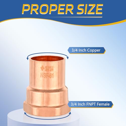 GUOFIS 10PACK GUOFIS 34Inch C x 34Inch FNPT Copper Female Adapter LF Short Radius Fittings Adapter with Sweat Solder X FNPT Connection for Residential CommercialCOPPER069 - Image 3