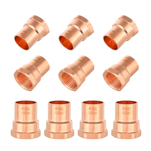 GUOFIS 10PACK GUOFIS 34Inch C x 34Inch FNPT Copper Female Adapter LF Short Radius Fittings Adapter with Sweat Solder X FNPT Connection for Residential CommercialCOPPER069 - Image 1