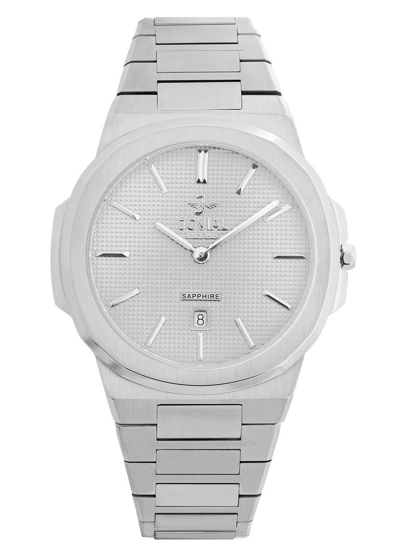 JOVIAL 1660 GSMQ02E Men's Watch, Metal Band, Grey Dial, Water Resistant, Analog, 40MM - Image 1